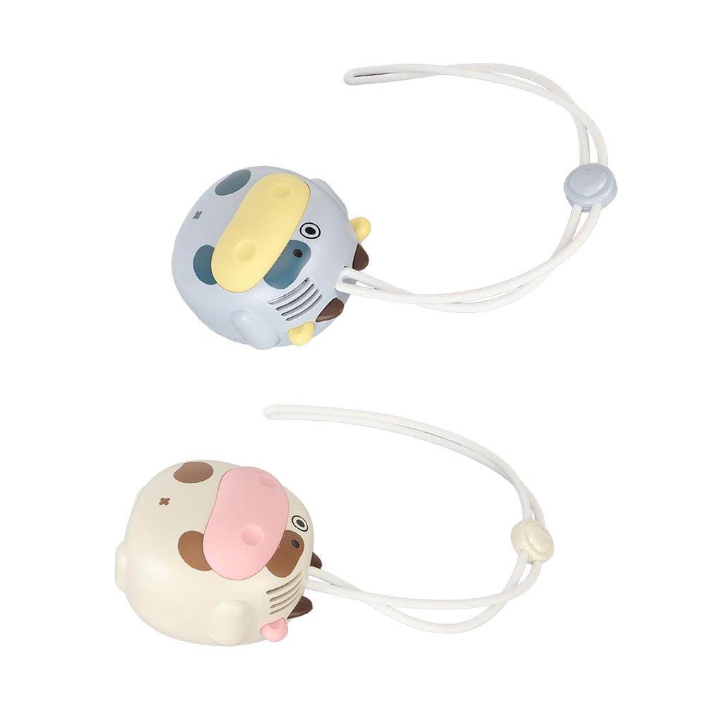 Mini Hanging Neck Fan USB Rechargeable Bladeless Cartoon Cow Shape Necklace Fan with Adjustable Lany