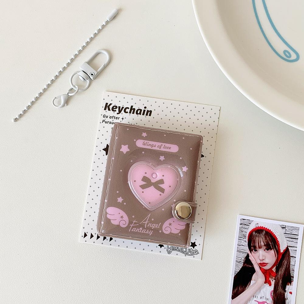 Durable 2-inch Card Storage Photocard Holder Wings Patterns With Keychain Kpop Idol Card Binder Photo Album