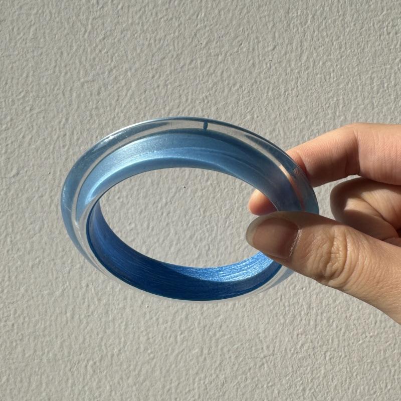 Shiny Blue Resin Bangles Jewelry Geometric Acrylic Hyperbole Vintage Fashion Bracelets for Women Round Pulseras Mujer