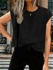 Women's Cap Sleeve Crop Tank Top Crew Neck Loose Fit Basic Vest with Pockets