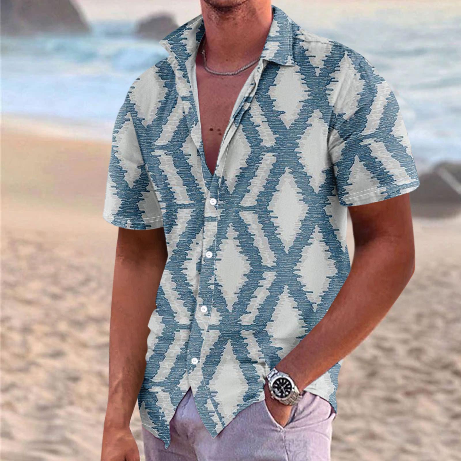 

Мужская летняя новая свободная рубашка с коротким рукавом с принтом, кардиган, пляжная рубашка M