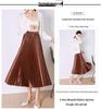 Solid Color High Waist Satin Pleated Midi Skirt - Women's New Spring/Summer/Autumn 2023 Collection
