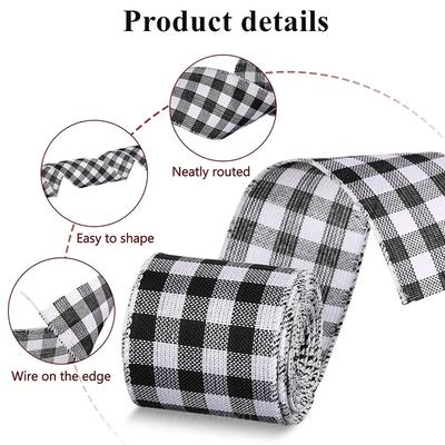 6M Craft Ribbon Imitation Hemp Ribbon Wire Wire Edge Linen Ribbon Christmas Decoration Red and Green Snowflake Plaid Ribbon