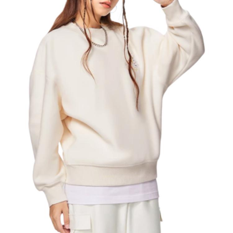 Li Ning X Disney Sweatshirts Women's Ecru Crew Neck Thickened Regular AWDSF36-2