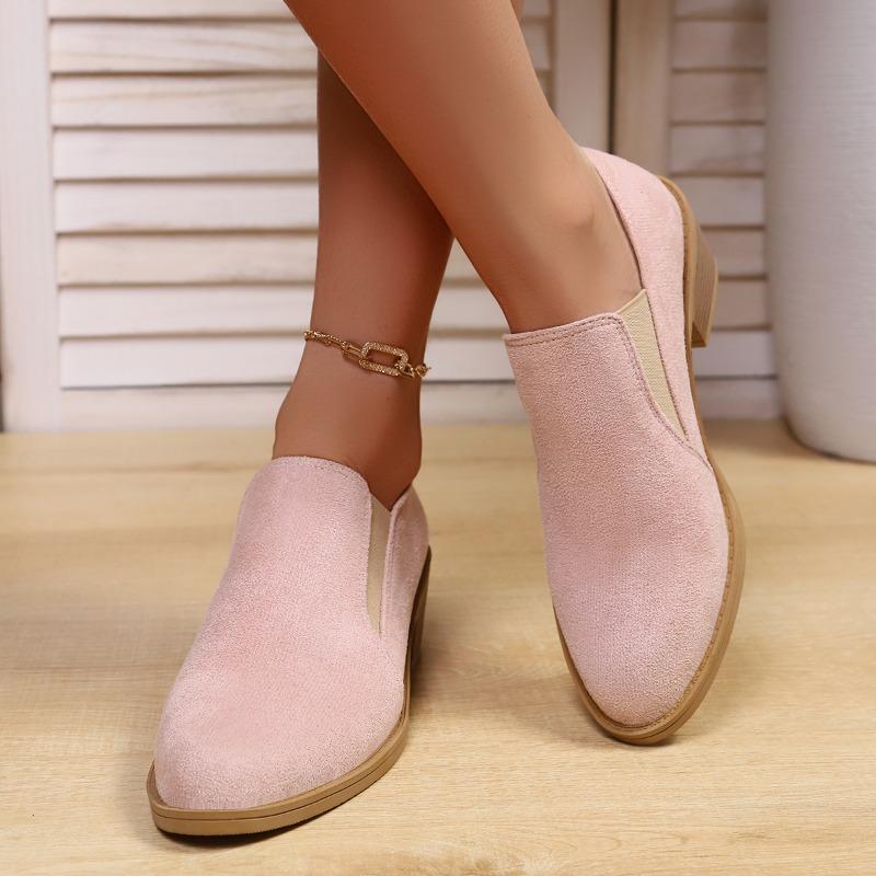 British Women's Casual Shoes Retro Solid Color Plus Size Pointed Thick Heel Casual Shoes Women's Single Shoe Size 35-43