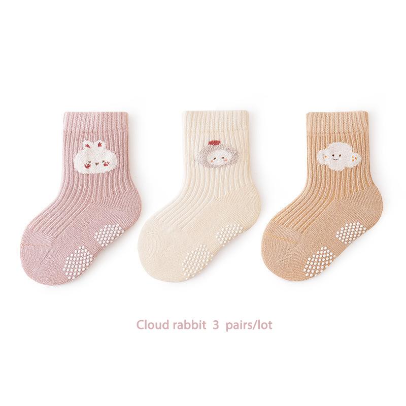 3 Pairs/Lot Autumn Baby Floor Socks Children Cartoon Baby Newborn Socks Infants Non-Slip Cotton Kids Socks For Boys And Girls