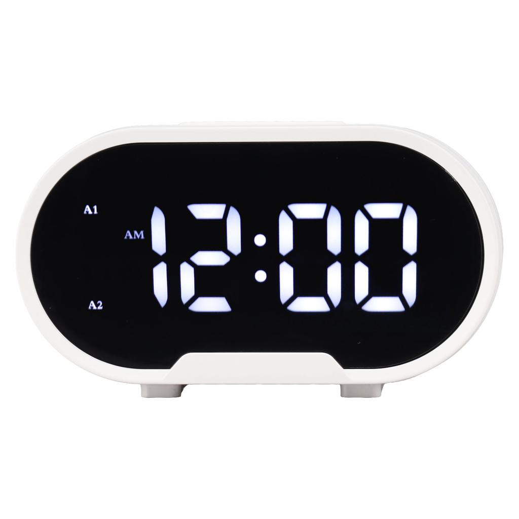 Digital Alarm Clock USB LED Display White Light Mirror Electronic Desktop Clock for Bedroom Living Room