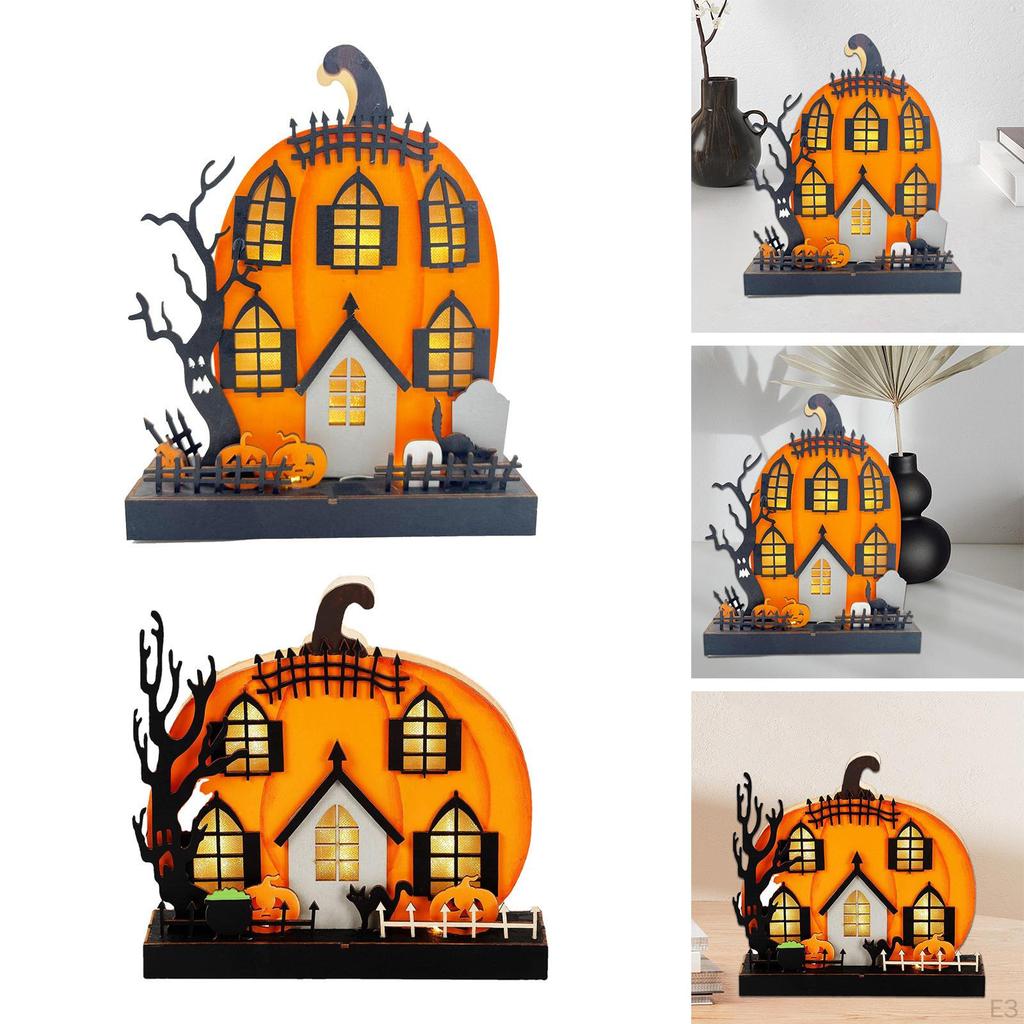 Halloween Led Pumpkin Ornament Decoration Handmade Sculpture for Centerpiece Coffee Table