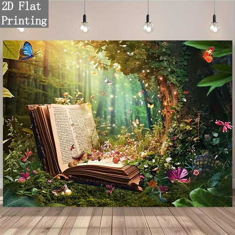 2D Fantasy Forest Storybook Backdrop Enchanted Woodland Photography Background Cloth