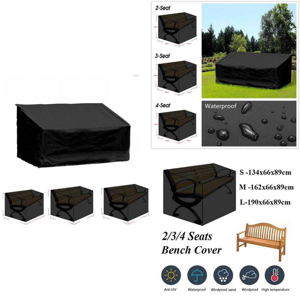 Premium Schwarzer Oxford-Stoff Bankabdeckung Wetterfest Für Gartenmöbel