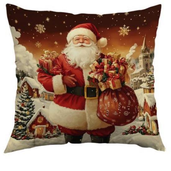 

Новая мультяшная креативная рождественская полиэстеровая наволочка с принтом, рождественские праздники, украшение для уличной сцены, атмосфера 45*45cm