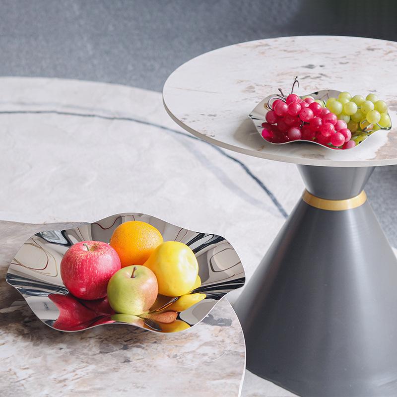 Nordic Stainless Steel Art Wave Plate Home Model House Exhibition Hall Soft Decorations Snacks Fruit Plate Ornaments