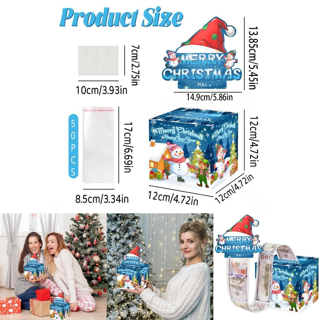 Christmas Blue Snowman Gift Box With Card Holder For Holiday Surprise Present