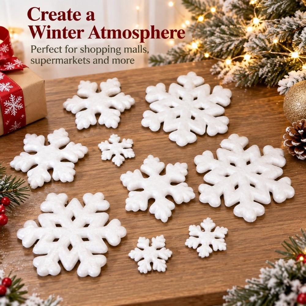 5/10pcs/Pack Foam White Snowflakes Plastic Xmas Tree Pendants  For Christmas Party Decor