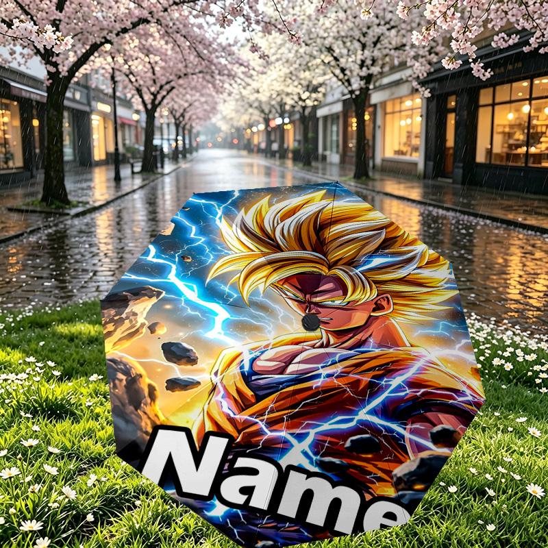 Parapluie Personnalisé Nom Personnalisé Imprimé DRAGON BALL, Ouverture/Fermeture Automatique, Structure Robuste à 8 Baleines, Utilisation Quotidienne, Camping, Randonnée, Cadeau d'Anniversaire