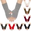 Solid Color Half Finger Mitten Soft Fingerless Gloves New Knitted Gloves  for Work Study