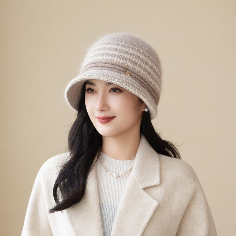In The Elderly Mother Fisherman Hat Women'S Wool Hat Autumn And Winter Grandma Scarf Warm Knitted Basin Hat
