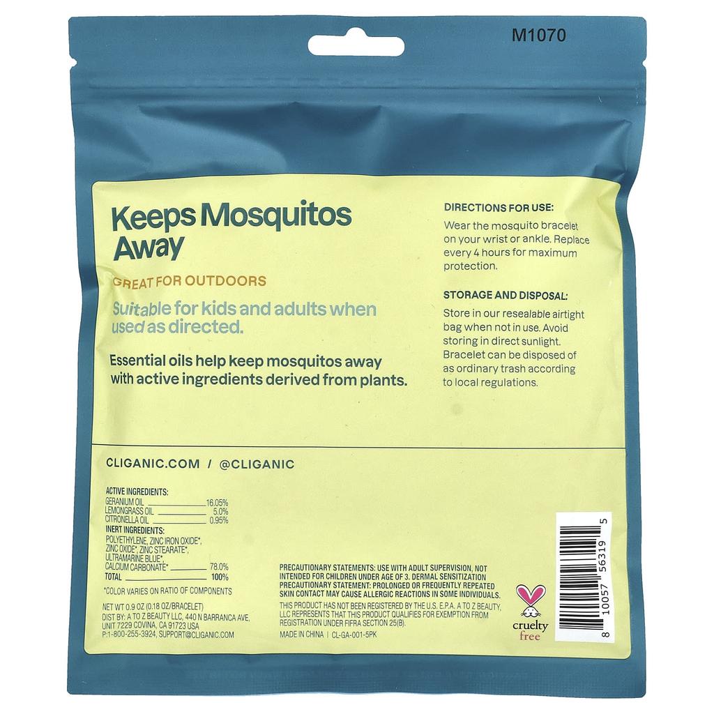 Mosquito Repellent Bracelet, One Size, 5 Individually Wrapped Bracelets