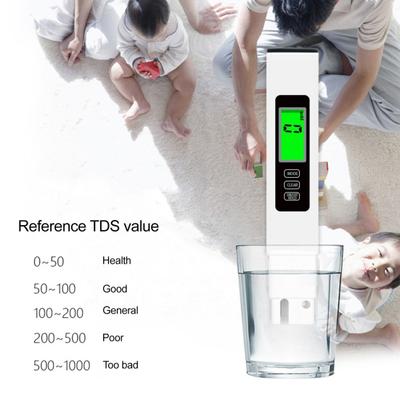 Tester Qualità Acqua Display Digitale Alta Precisione Alimentato a Batteria Misuratore TDS EC Acqua Potabile Misuratore Temperatura