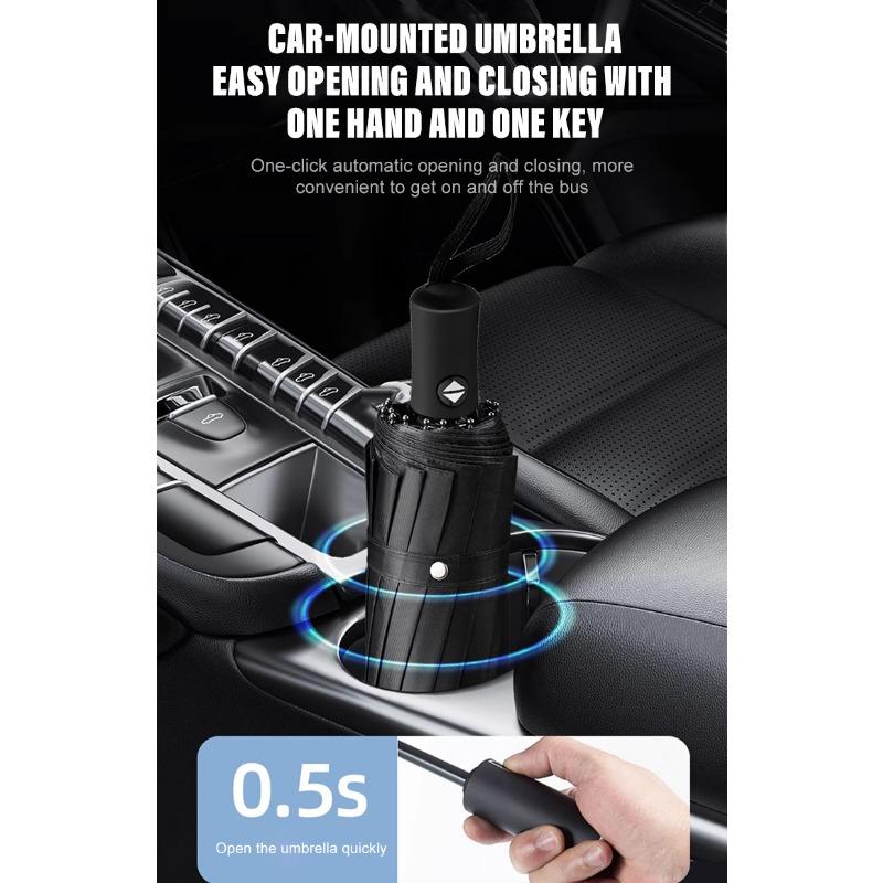 1Pcs Windproof Rain Fully Automatic Compact 3 Folding Umbrella Car Accessories For Skoda Octavia MK2 MK3 2 3 A7 Fabia Karoq Kodiaq Superb Rapid Kamiq
