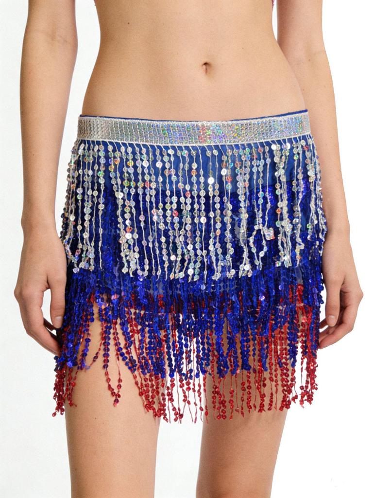 Halloween Belly Dance Costume: Sexy Sequin Tassel Hip Scarf & Waist Chain