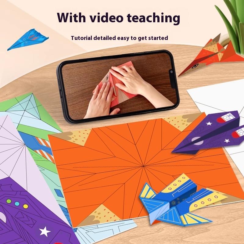 36Pcs Children Creative Origami Paper Planes Folding Diy Parent-Child Full Color Handicraft Toy Aircraft Educational Toy