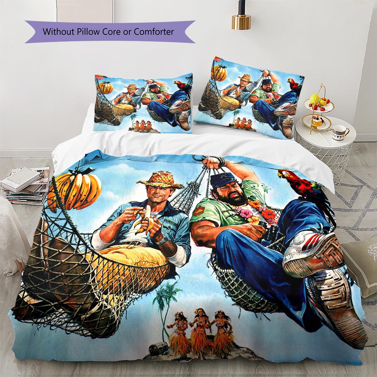 

Terence Hill Bud Spencer Pattern Bedding Quilt Set Quilt Cover Pillowcase Home Decoration Gift (1 * duvet cover + 2 * pillowcase, without core) 135x200cm