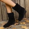 Fashion Thick Sole Height Increasing Fashion Boots Autumn Winter Suede Round Toe Simple Comfortable Versatilete Mperament Women's Boots