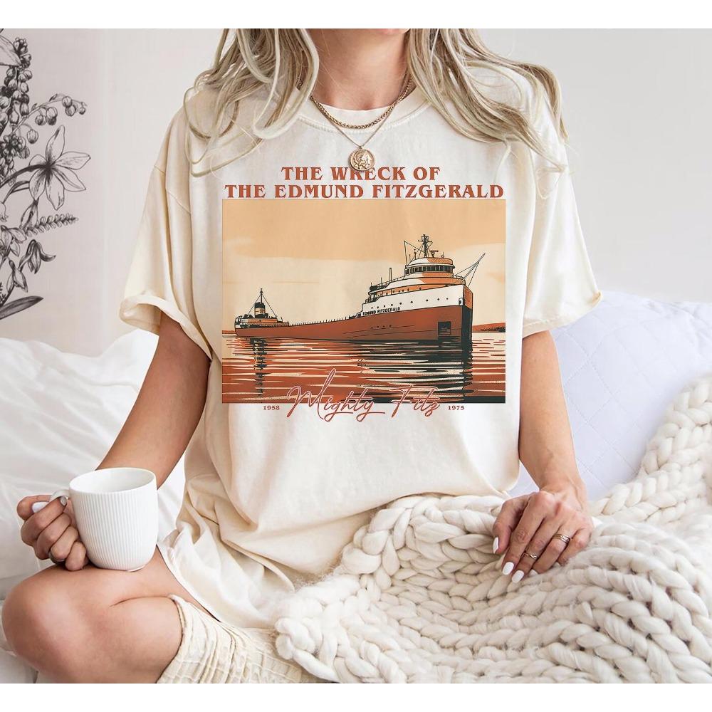 Retro Edmund Fitzgerald Tshirt Summer New Retro Unisex Cotton Casual Fashion Tshirt S