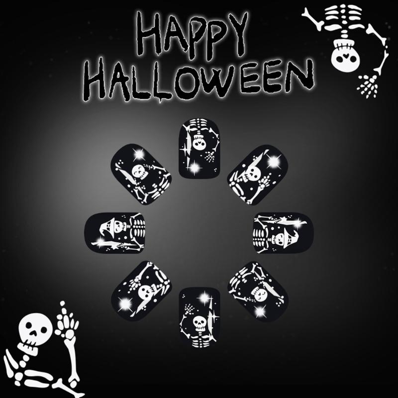 Halloween False Nail 24PCS Glittering Festival Fingernail Art Friendly For Party Costume