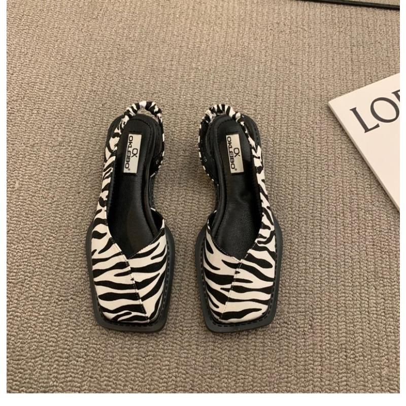 New Summer French Bag Head Sandals Soft Sole Women's Square Head Flat Sole Design Single Shoes