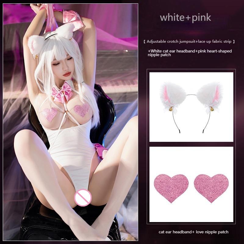 Female Can Expose Breasts Two-dimensional Cos, Crotch Opening, One-piece Suit, Erotic Lingerie, Sexy Cat Girl Uniform,Temptation