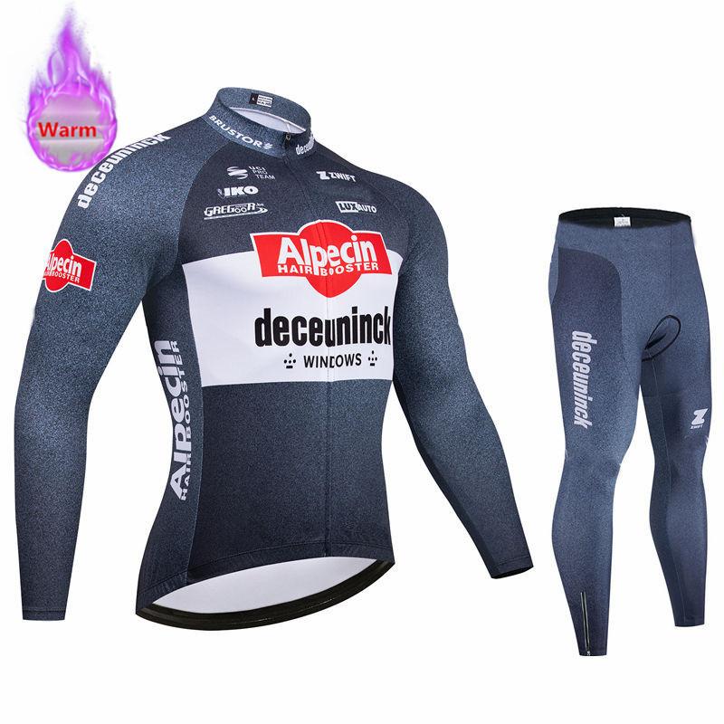 Alpecin Pro Team-Thermal Fleece Cycling Clothing Set for Men, Road, Mountain Bike, Bicycle Clothes, MTB Maillot, Winter, New