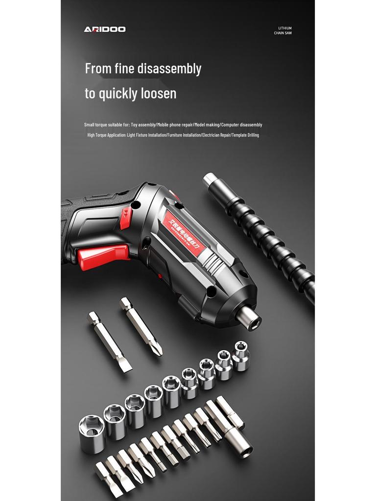 Rechargeable Multifunctional Electric Screwdriver Set - Compact Household Phillips & Slotted Tool.