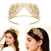 Wedding Crown Pearls Leaf Designs Comfortable Metal Headpiece For Bride Sustainable Party Accessory