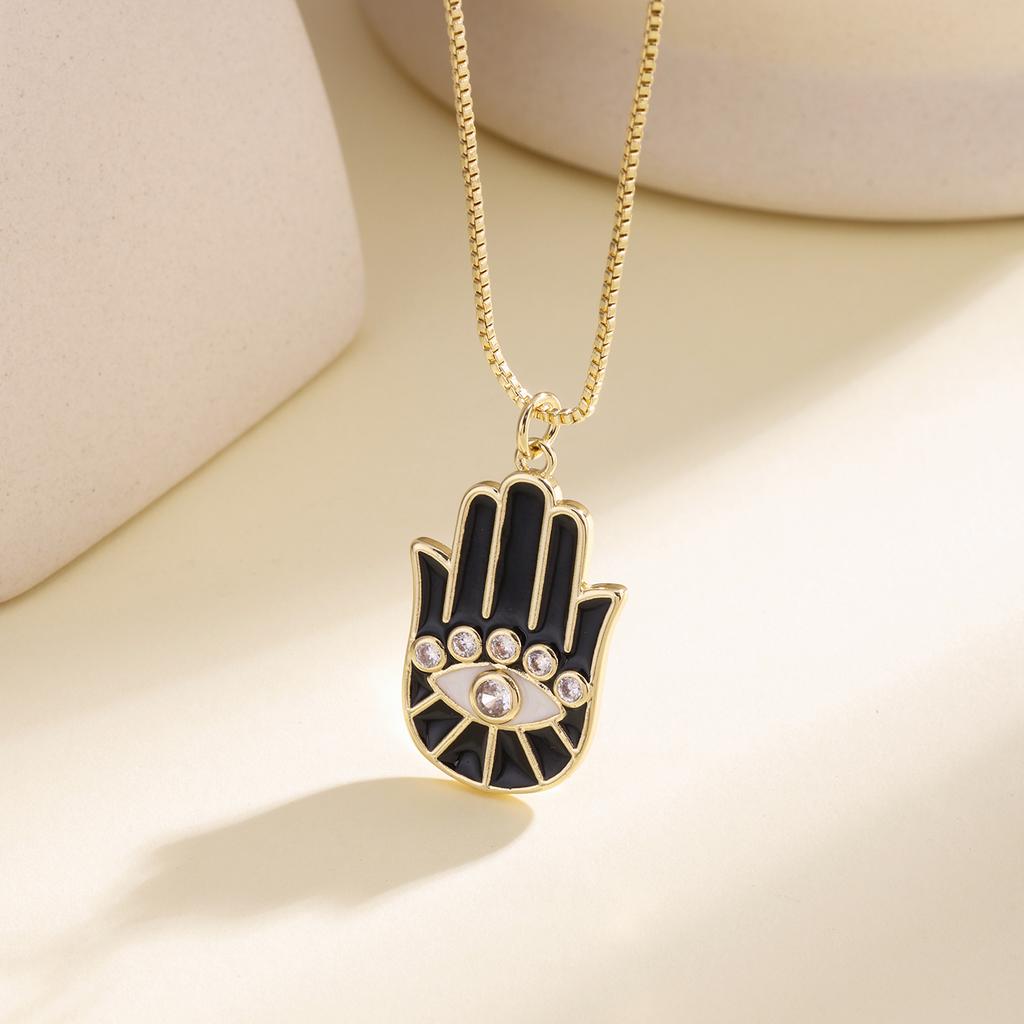 Nidin Fashion Necklace Lucky Hamsa Hand Evil Eye Pendant For Women Men Colorful Enamel Turkish Protection Amulet Jewelry Gifts