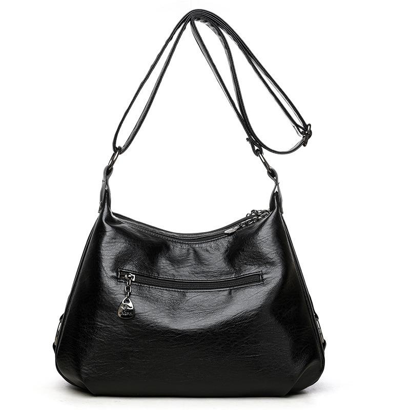 Middle-aged temperament women's bag new large-capacity soft leather high-end texture fashionable and simple shoulder messenger bag