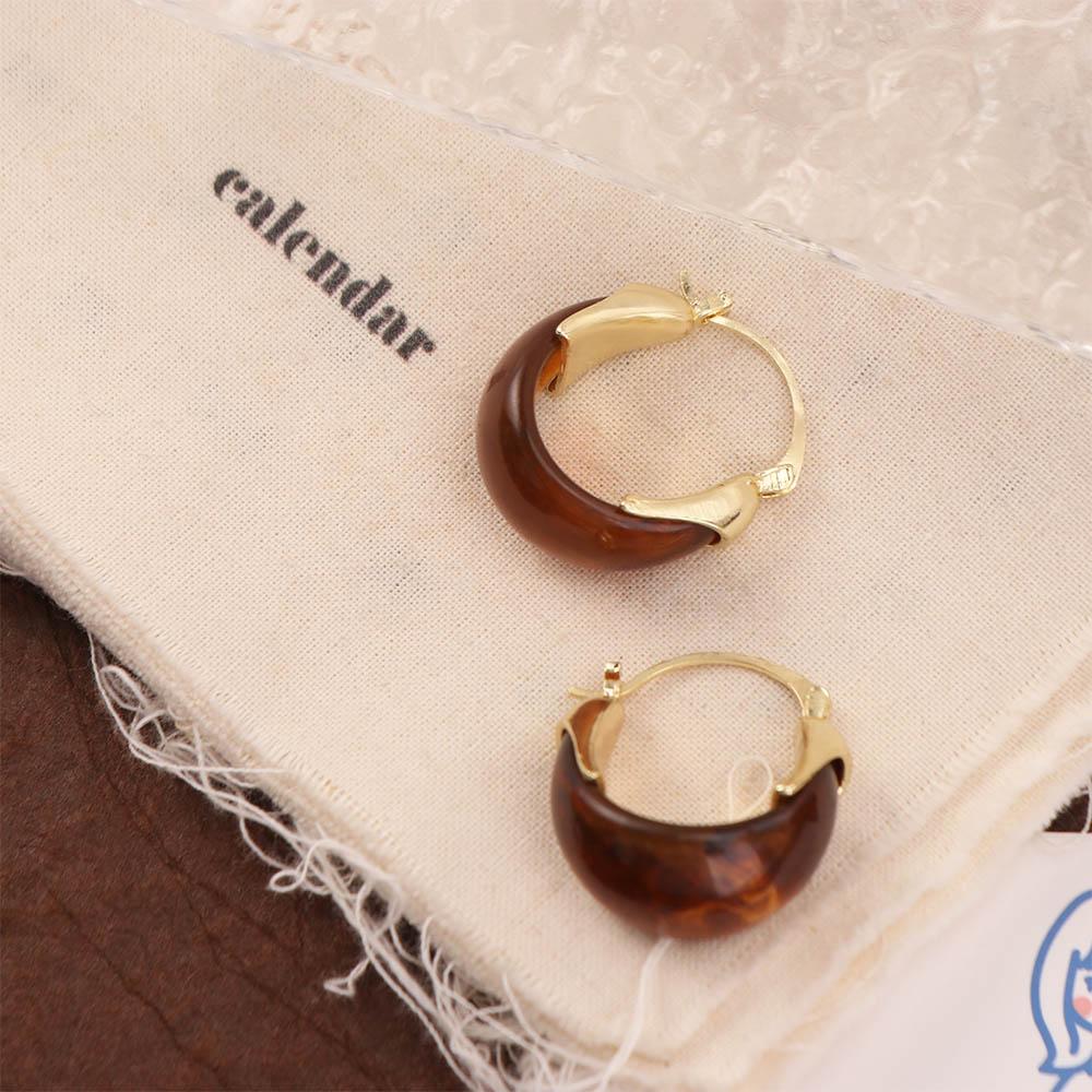 Autumn Winter Vintage Women's Earrings Pendant Amber Ear Stud Amber Color Earrings  Women