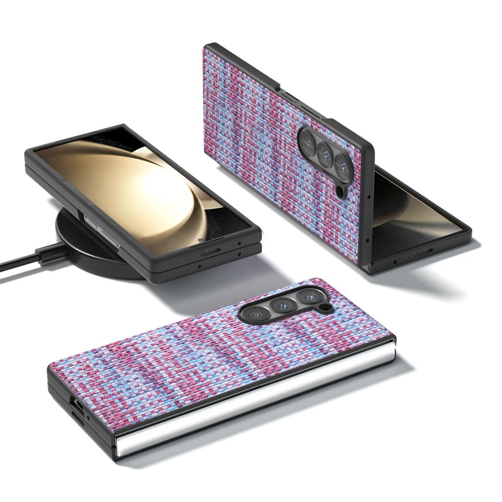 For Samsung Galaxy Z Fold6 5G Case Plaid Texture PU Leather+PC Phone Cover