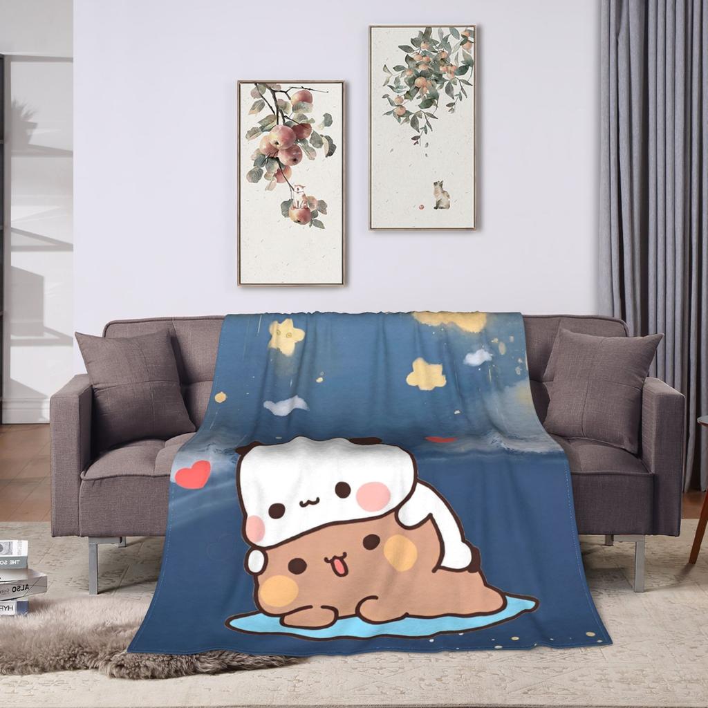 Bear Cartoon Cute Bubu Dudu Blanket Flannel Print  Portable Ultra-Soft Throw Blanket for Home Travel Bedspread