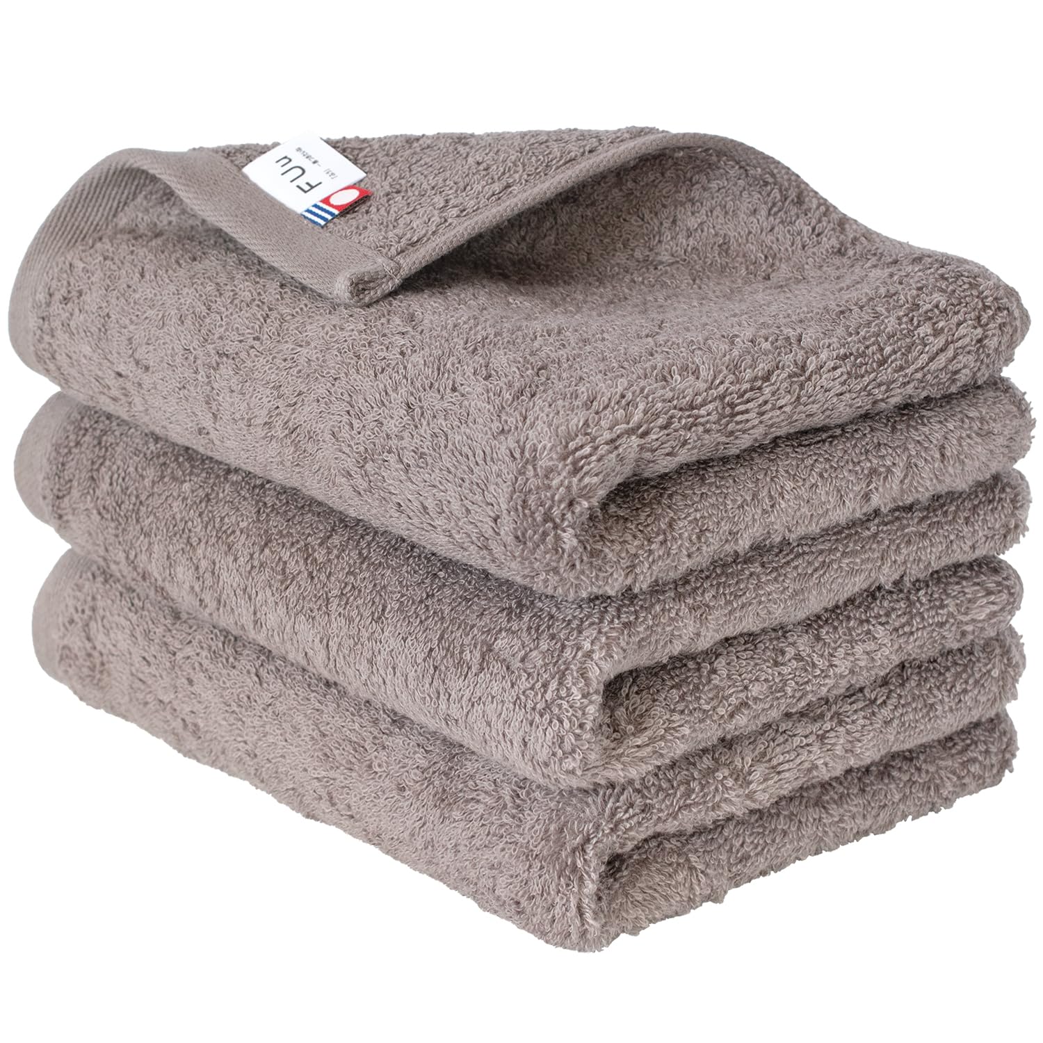 

Bloom Imabari Towel Certified FUu Face Towel 3-Piece Set: Soft, Fluffy, Thick, Absorbent, Hotel Quality, Made in Japan, 100% Cotton (Ash Brown)