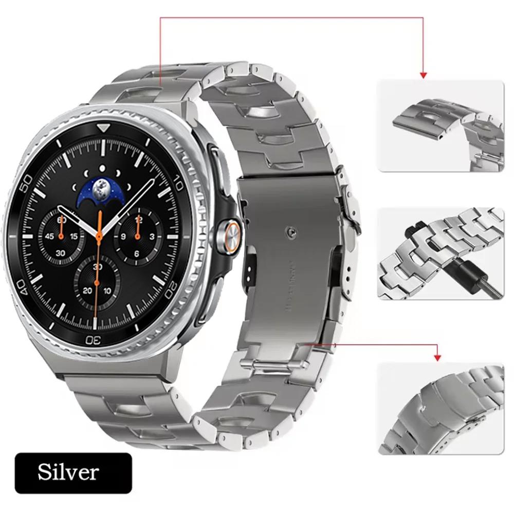 

Titanium Metal Strap for Samsung Galaxy Watch Watch Ultra 2026 47mm Wristband for Samsung Galaxy Watch 8 40mm 44mm Classic 46mm Galaxy Watch 8 44mm серебряный