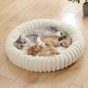 Warm Round Donut Cat Bed Ultra Soft Plush Pet Nest Cozy Deep Sleep Bed for Small Medium Cats Dogs Pet Supplies
