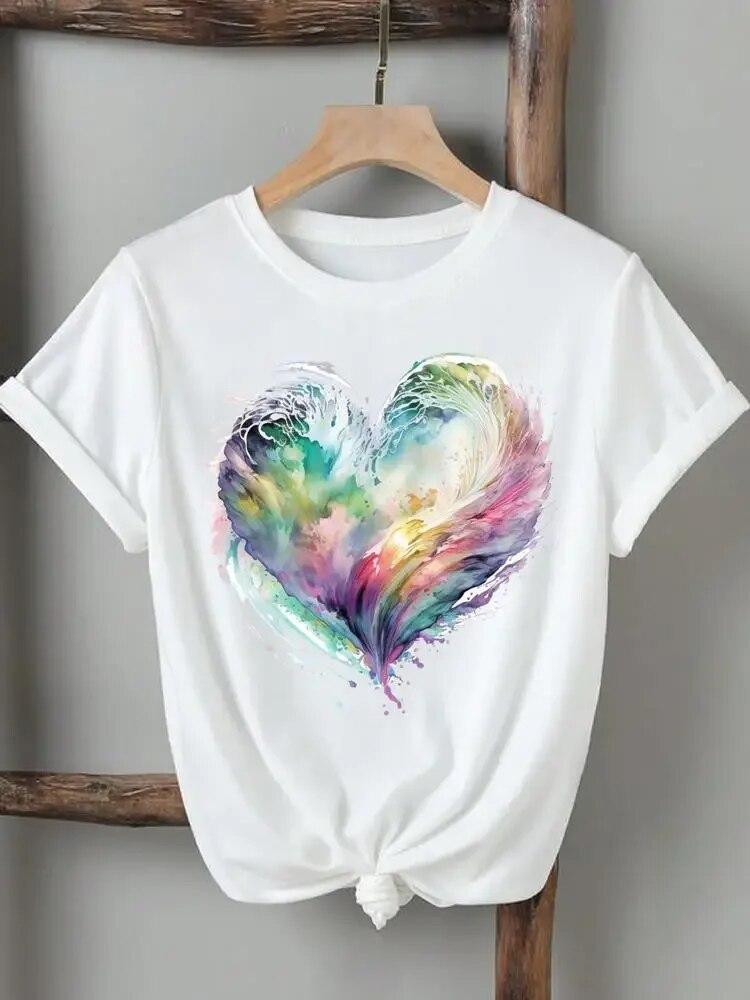 Women Lady Tshirts Printed Fashion Casual Tee Flower Wing Butterfly 90s Short Sleeve Graphic T Top Clothing Printing T-Shirt Unisex