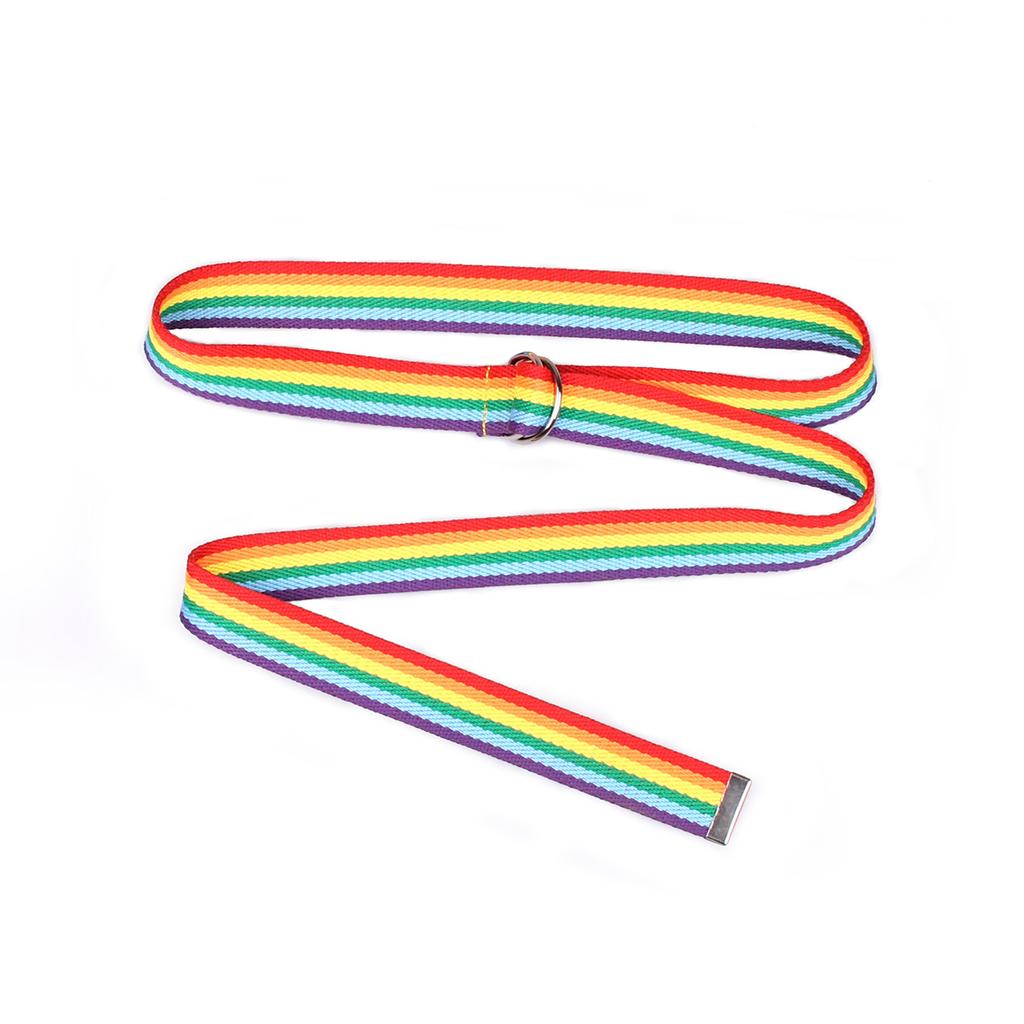 New Korean Version of Women's Double Ring D-buckle Colorful Webbing Casual Versatile Women's Super Long Summer Decorative Belt