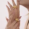 Qiong Yao Fashion Niche 18K Gold-Plated Geometric Stainless Steel Statement Ring