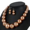 Luxury Round Big Simulated Pearl Necklace Earring Jewelry Sets for Women Statement Choker New Fashion Accessories Creative Gifts
