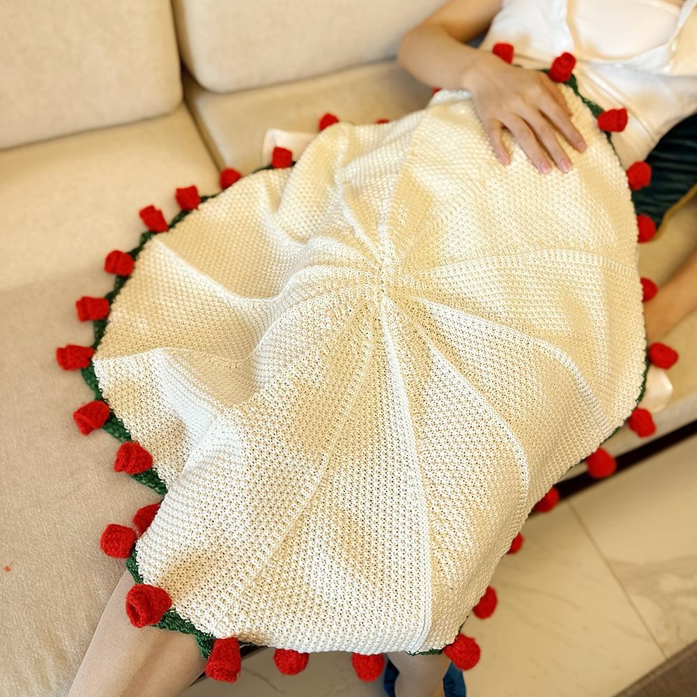 Fashion Rose Bouquet Blanket Finished Rose Nap Blanket Knitted Flower Blanket  Birthday Gift