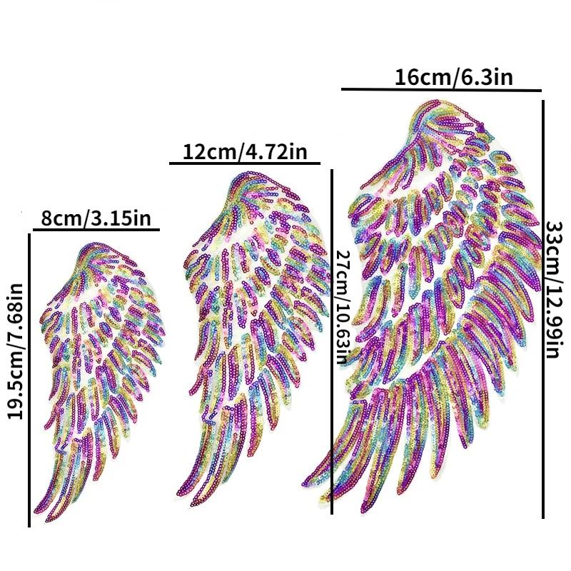 Rainbow Feather Wings Sequin Sew Patches Embroidered Badges for Clothes DIY Appliques Craft Decoration Materials for Sewing