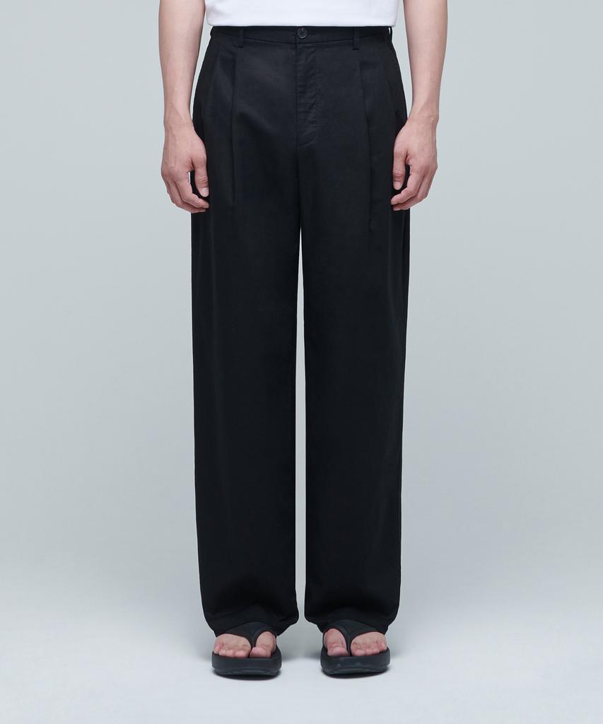 MUSINSA STANDARD Cotton Linen Two-Tuck Wide Pants [Black]